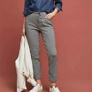 The Essential Crop Flare By Anthropologie Women's 2 Black & White Check Pants